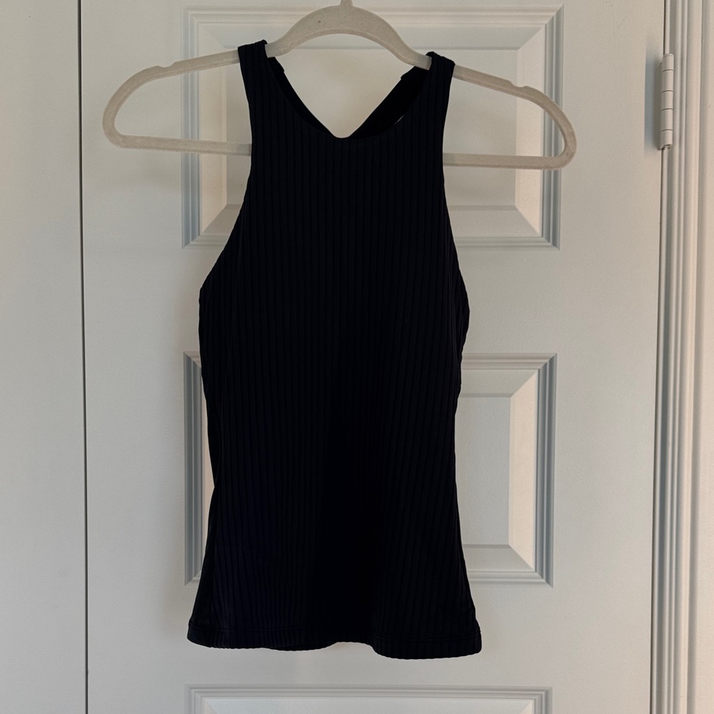 Athleta Black Ribbed Women's swim tankini top size S